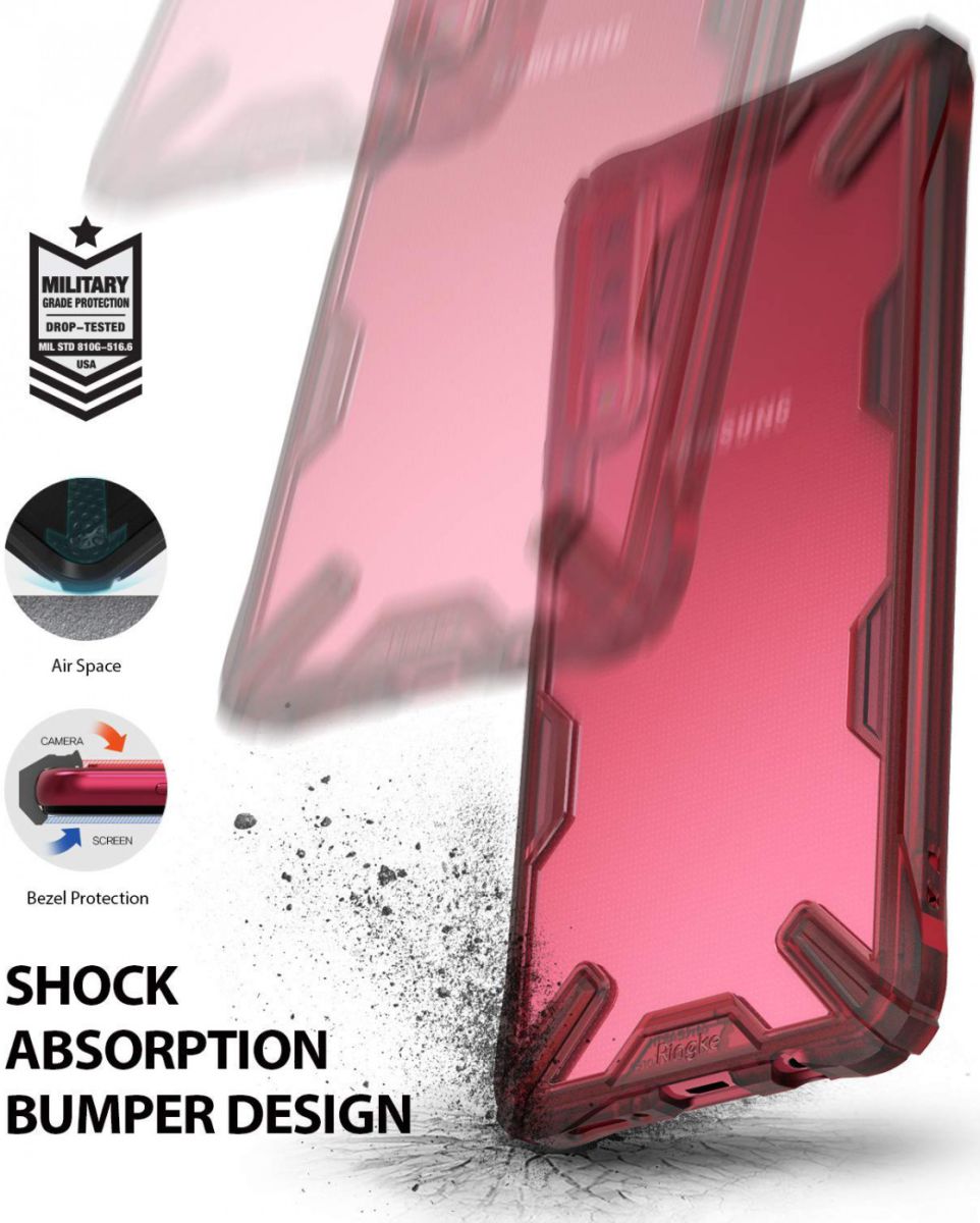 Ringke Fusion X Samsung Galaxy A7 (2018) Hoesje Doorzichtig Ruby Red afbeelding 2