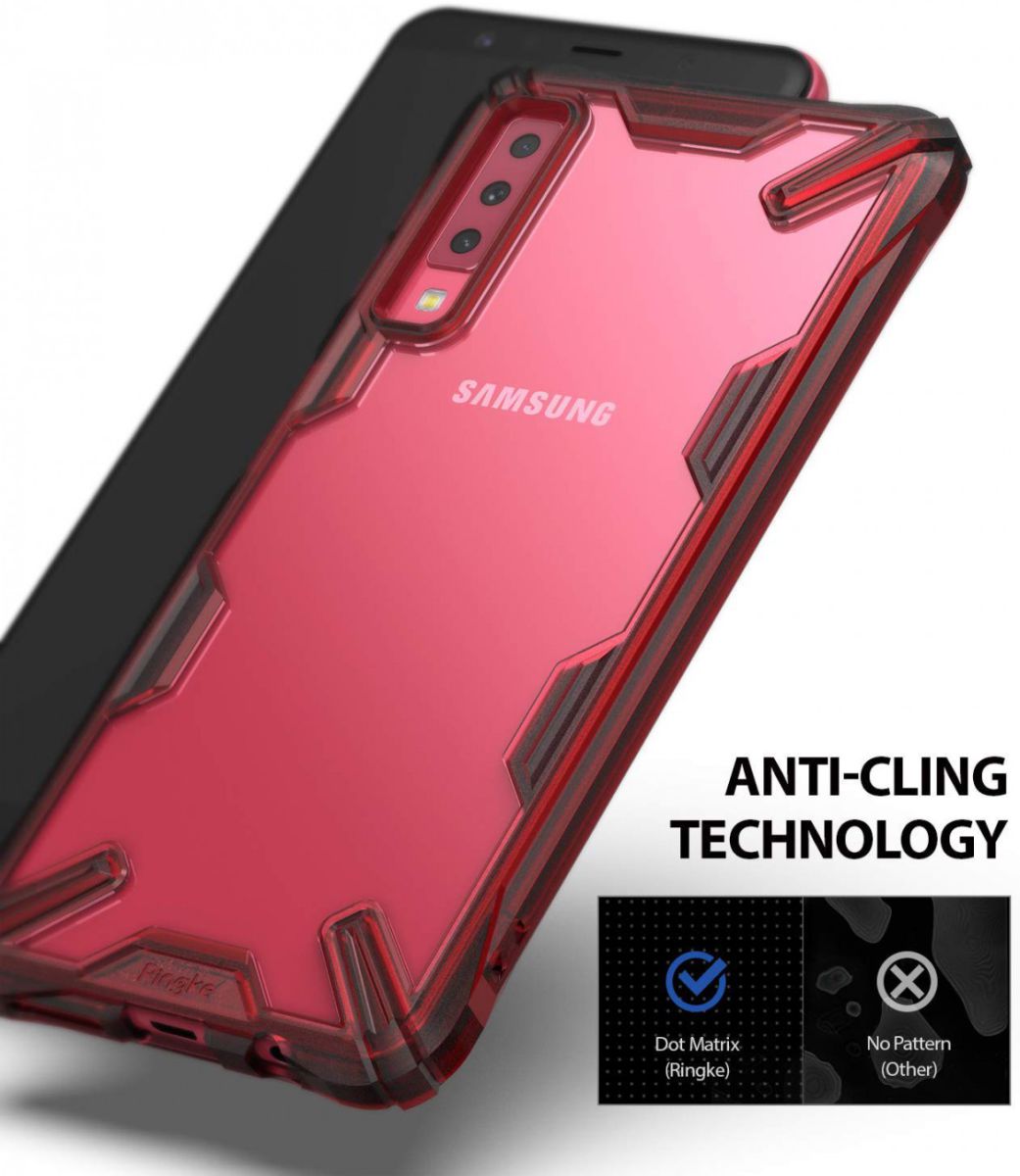 Ringke Fusion X Samsung Galaxy A7 (2018) Hoesje Doorzichtig Ruby Red afbeelding 3