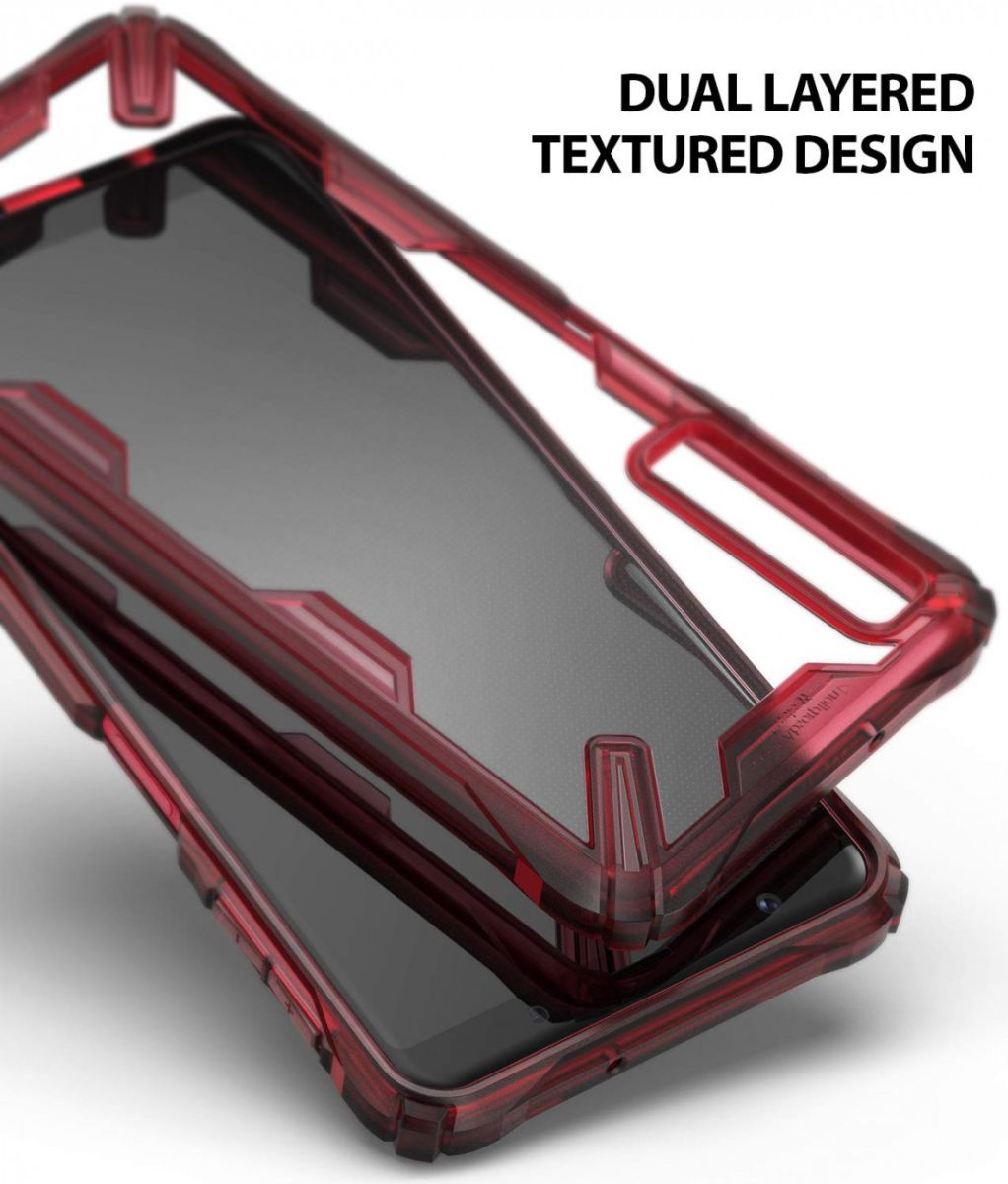 Ringke Fusion X Samsung Galaxy A7 (2018) Hoesje Doorzichtig Ruby Red afbeelding 4