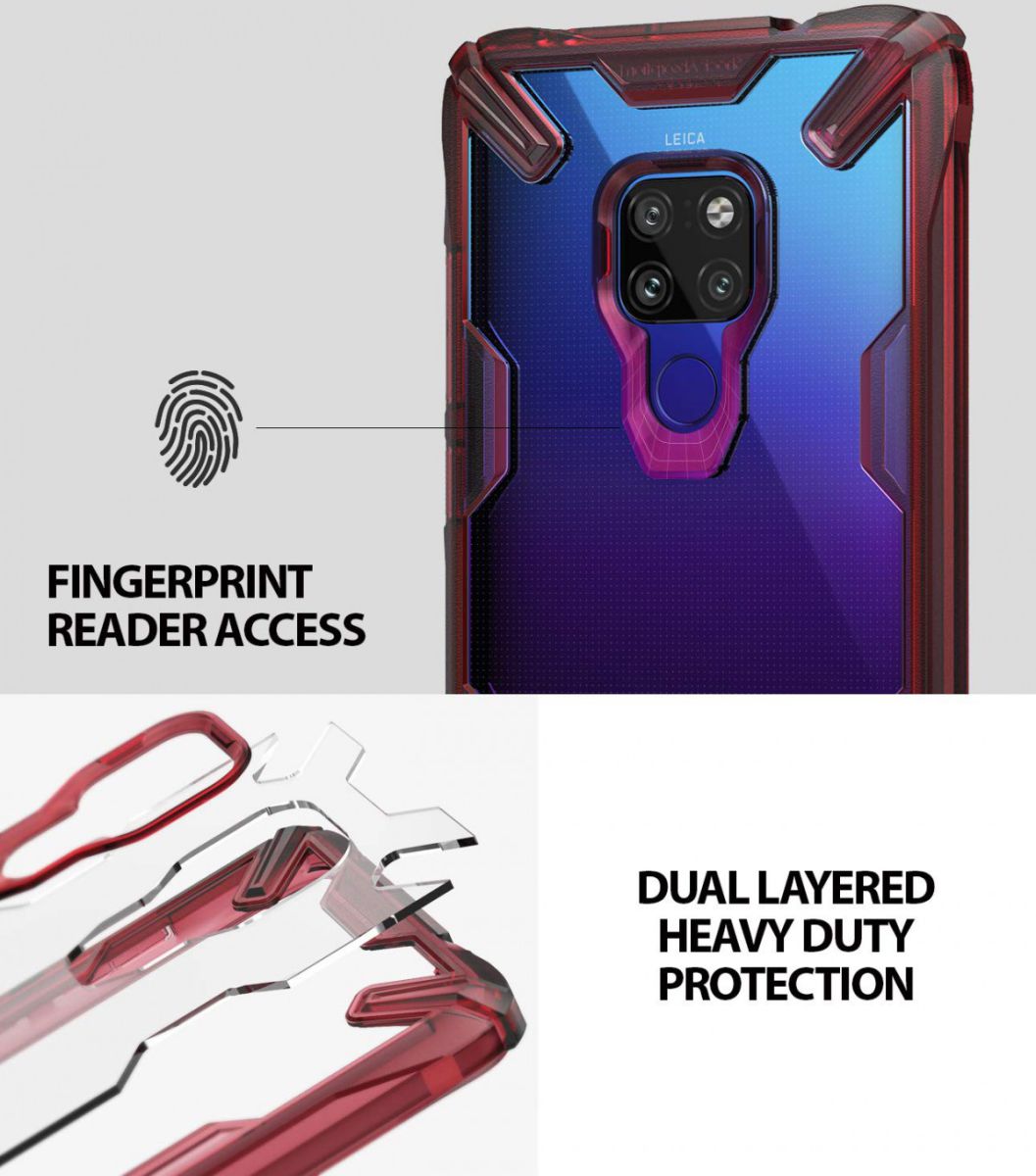 Ringke Fusion X Huawei Mate 20 Hoesje Doorzichtig Rood afbeelding 5