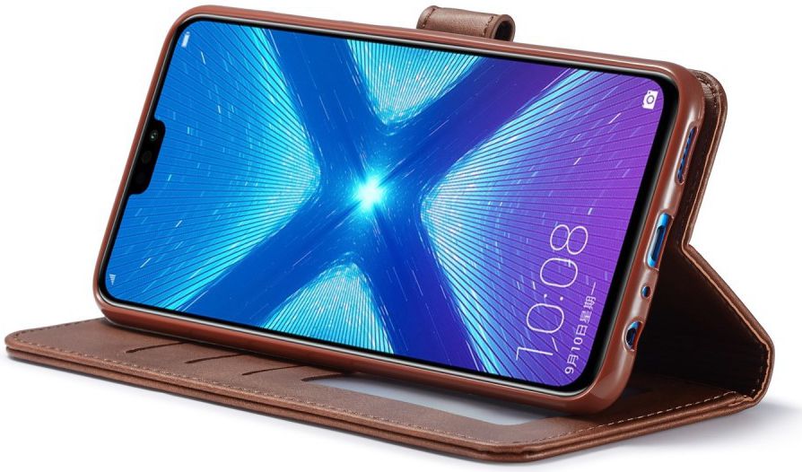 Honor 8X Kunstlederen Stand Portemonnee Bookcase Hoesje Coffee afbeelding 5