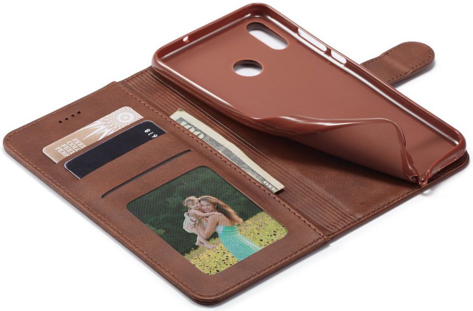 Honor 8X Kunstlederen Stand Portemonnee Bookcase Hoesje Coffee afbeelding 6