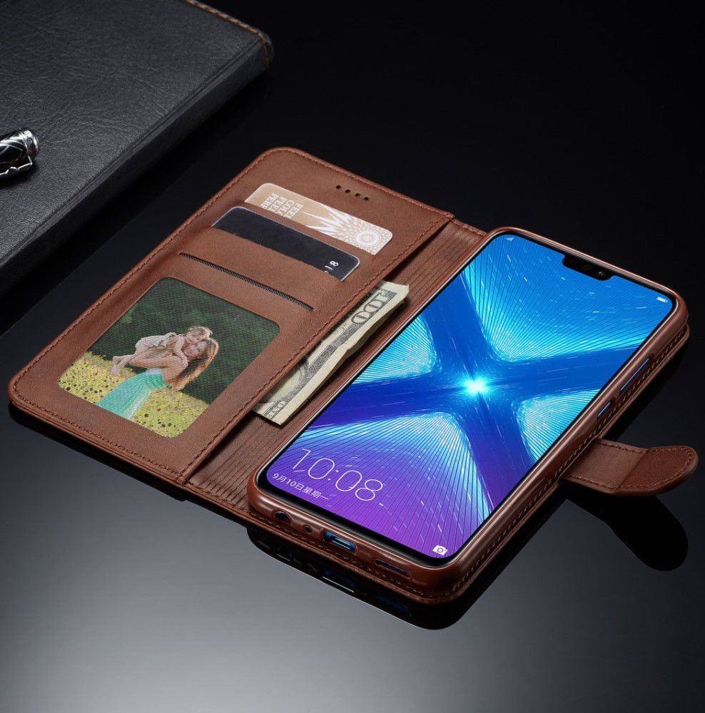 Honor 8X Kunstlederen Stand Portemonnee Bookcase Hoesje Coffee afbeelding 10