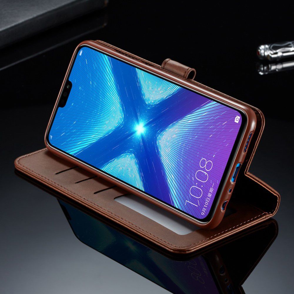 Honor 8X Kunstlederen Stand Portemonnee Bookcase Hoesje Coffee afbeelding 11