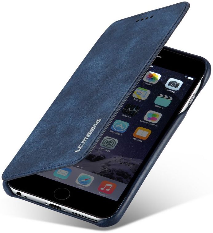 Apple iPhone 6/6s Retro Style Bookcase Hoesje met Kaarthouder Blauw afbeelding 1