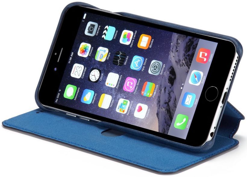 Apple iPhone 6/6s Retro Style Bookcase Hoesje met Kaarthouder Blauw afbeelding 3