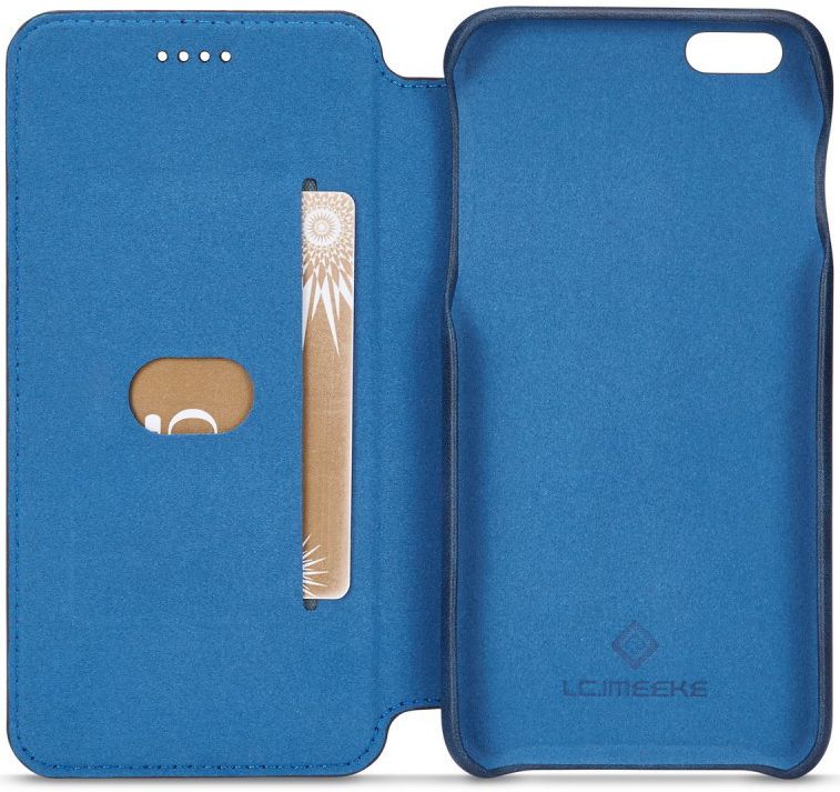 Apple iPhone 6/6s Retro Style Bookcase Hoesje met Kaarthouder Blauw afbeelding 4