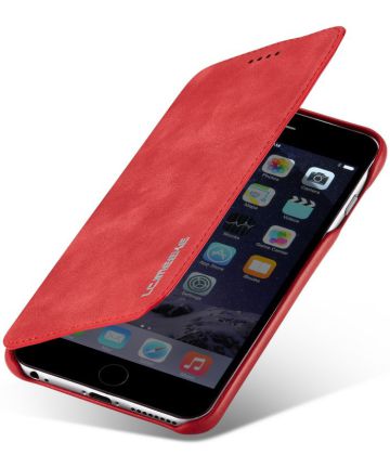 Supersonische snelheid generatie Ongedaan maken Apple iPhone 6/6s Retro Style Bookcase Hoesje Kaarthouder Rood | GSMpunt.nl