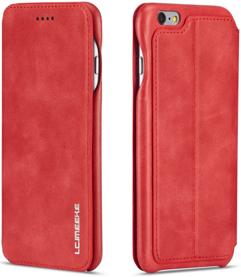 Apple iPhone 6/6s Retro Style Bookcase Hoesje Kaarthouder Rood afbeelding 5