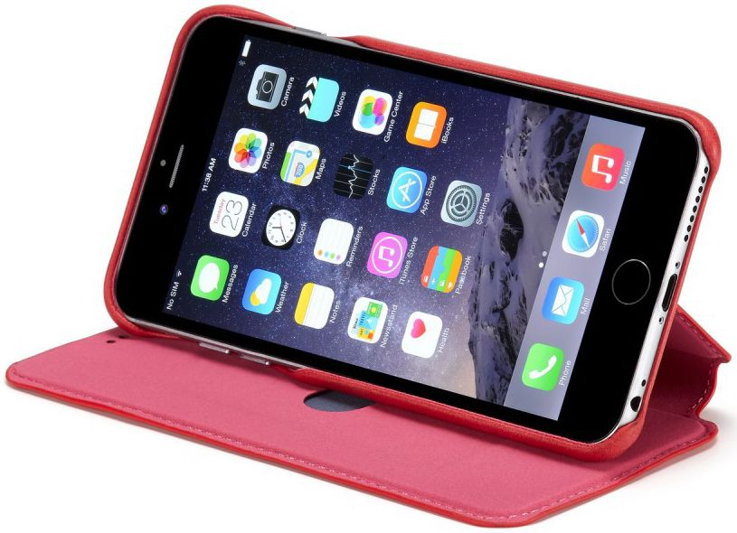 Apple iPhone 6/6s Retro Style Bookcase Hoesje Kaarthouder Rood afbeelding 2