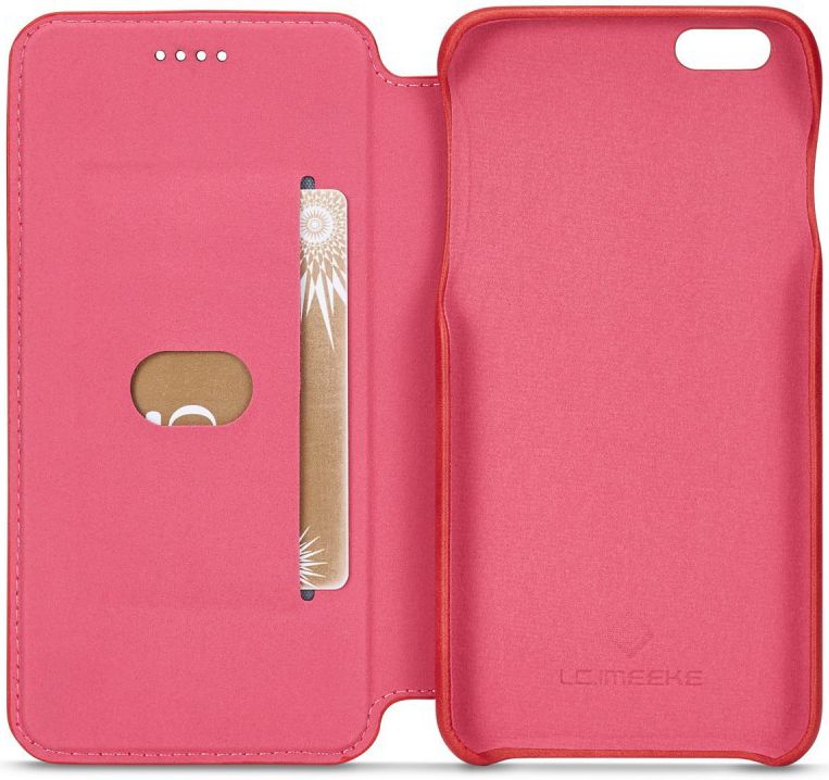 Apple iPhone 6/6s Retro Style Bookcase Hoesje Kaarthouder Rood afbeelding 6
