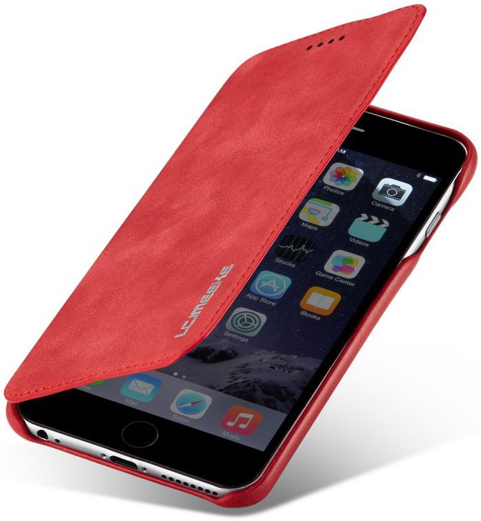 Apple iPhone 6/6s Retro Style Bookcase Hoesje Kaarthouder Rood afbeelding 1