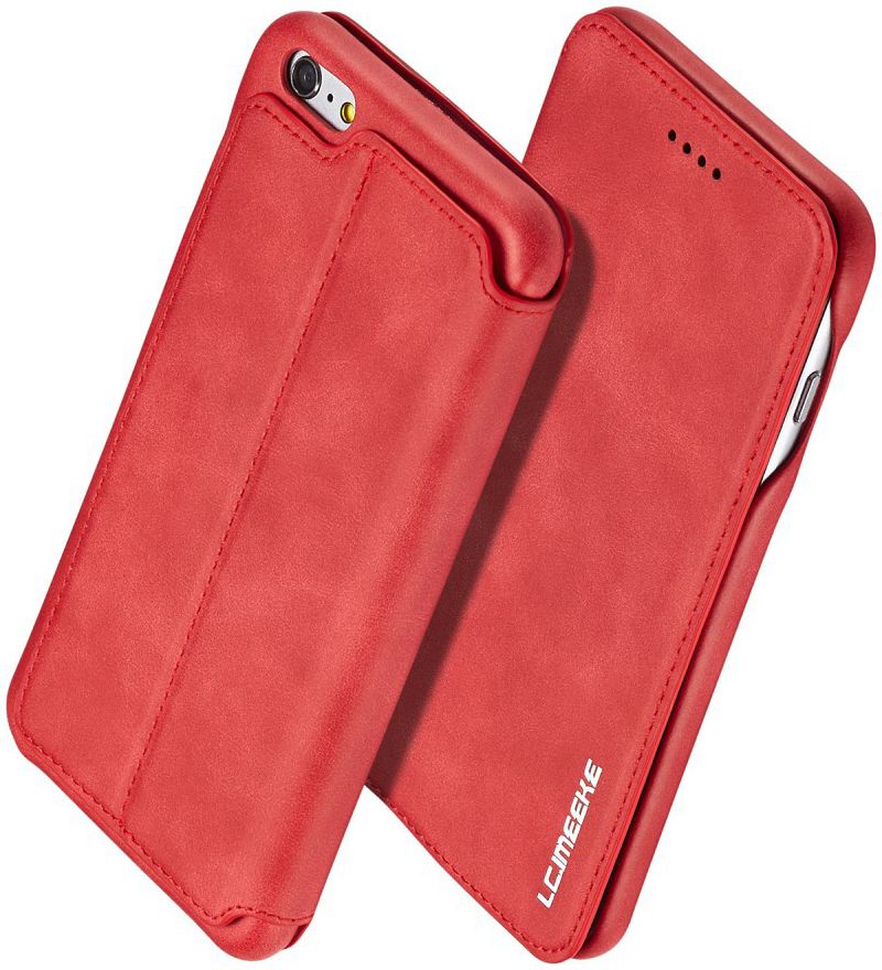 Apple iPhone 6/6s Retro Style Bookcase Hoesje Kaarthouder Rood afbeelding 3
