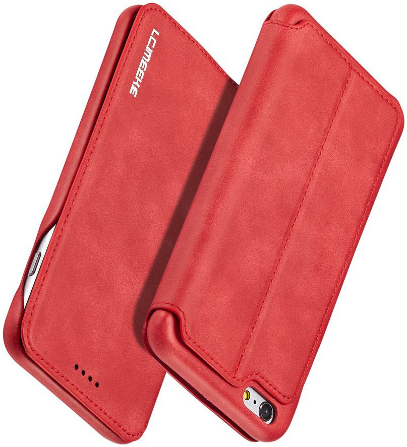 Apple iPhone 6/6s Retro Style Bookcase Hoesje Kaarthouder Rood afbeelding 4