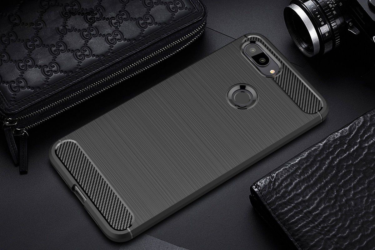 Xiaomi Mi 8 Lite Geborsteld TPU Hoesje Zwart afbeelding 2