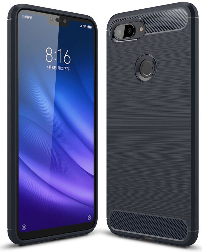 Xiaomi Mi 8 Lite Geborsteld TPU Hoesje Blauw afbeelding 1