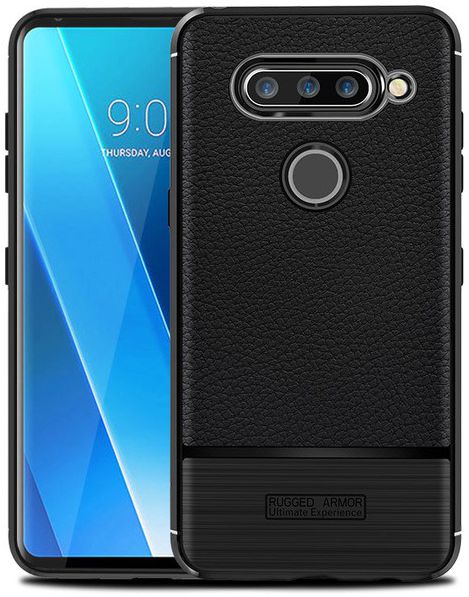 LG V40 Hoesje met Kunstleren Coating Zwart afbeelding 1