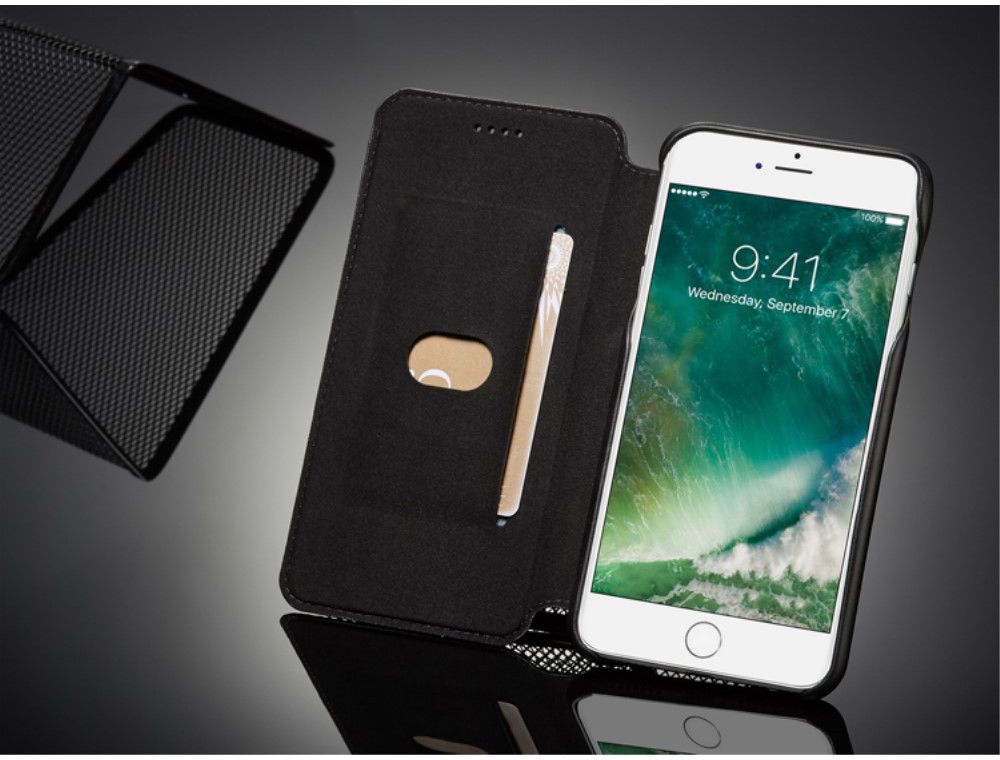 Apple iPhone 7 / 8 Plus Retro Style Kaarthouder Bookcase Hoesje Zwart afbeelding 13