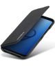 Samsung Galaxy S9 Retro Lederen Bookcase Hoesje met Kaarthouder Zwart