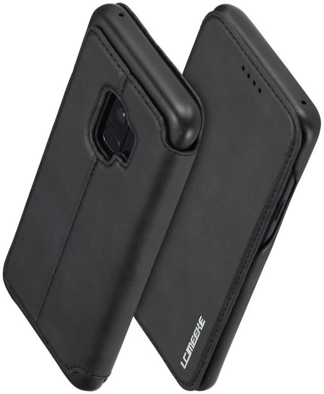 Samsung Galaxy S9 Retro Lederen Bookcase Hoesje met Kaarthouder Zwart afbeelding 2