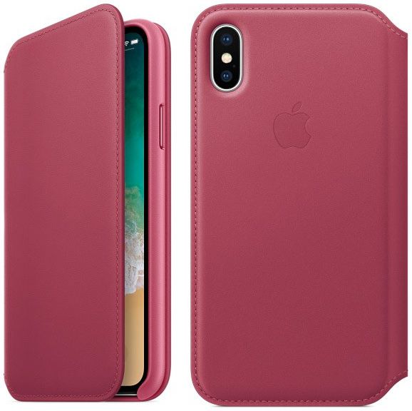 Originele Apple iPhone XS / X Leather Folio Berry afbeelding 4