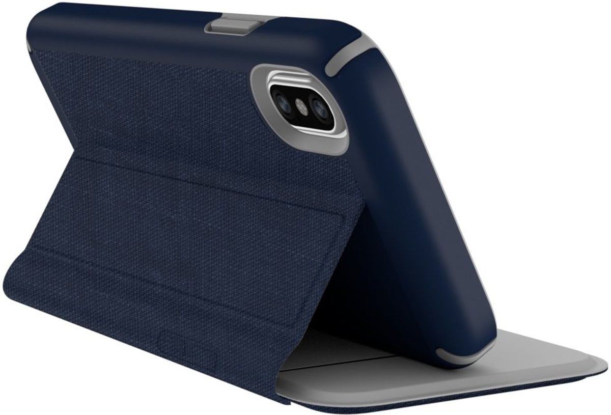 Speck Presidio Kunstleren Booklet Hoesje Apple iPhone XS Blauw afbeelding 2