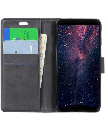 Samsung Galaxy A9 (2018) Lederen Wallet Stand Hoesje Zwart Hoesjes