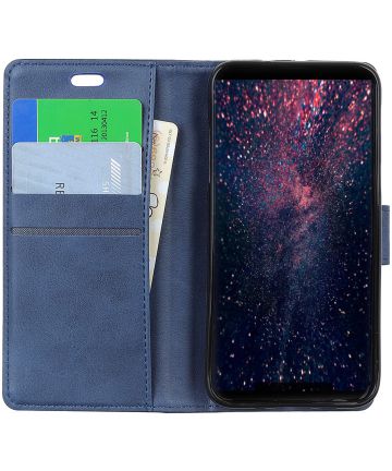 Samsung Galaxy A9 (2018) Lederen Wallet Stand Hoesje Blauw Hoesjes