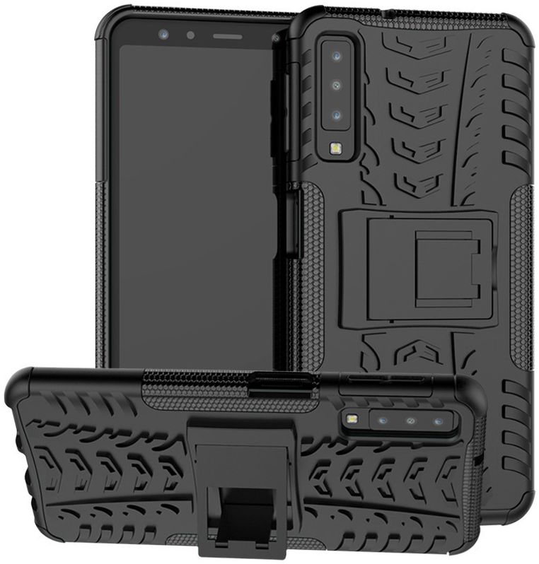 Samsung Galaxy A7 (2018) Robuust Hybride Hoesje Zwart afbeelding 3