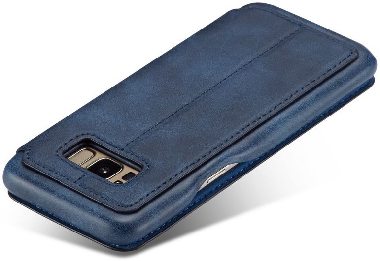 Samsung Galaxy S8 Retro Lederen Bookcase Hoesje met Kaarthouder Blauw afbeelding 10