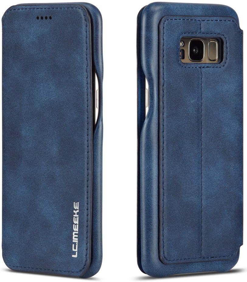 Samsung Galaxy S8 Retro Lederen Bookcase Hoesje met Kaarthouder Blauw afbeelding 11
