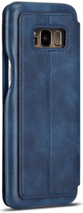 Samsung Galaxy S8 Retro Lederen Bookcase Hoesje met Kaarthouder Blauw afbeelding 7