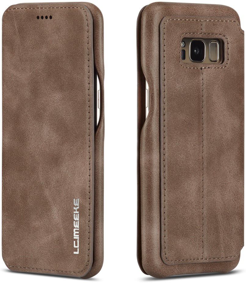 Samsung Galaxy S8 Retro Lederen Bookcase Hoesje met Kaarthouder Coffee afbeelding 11