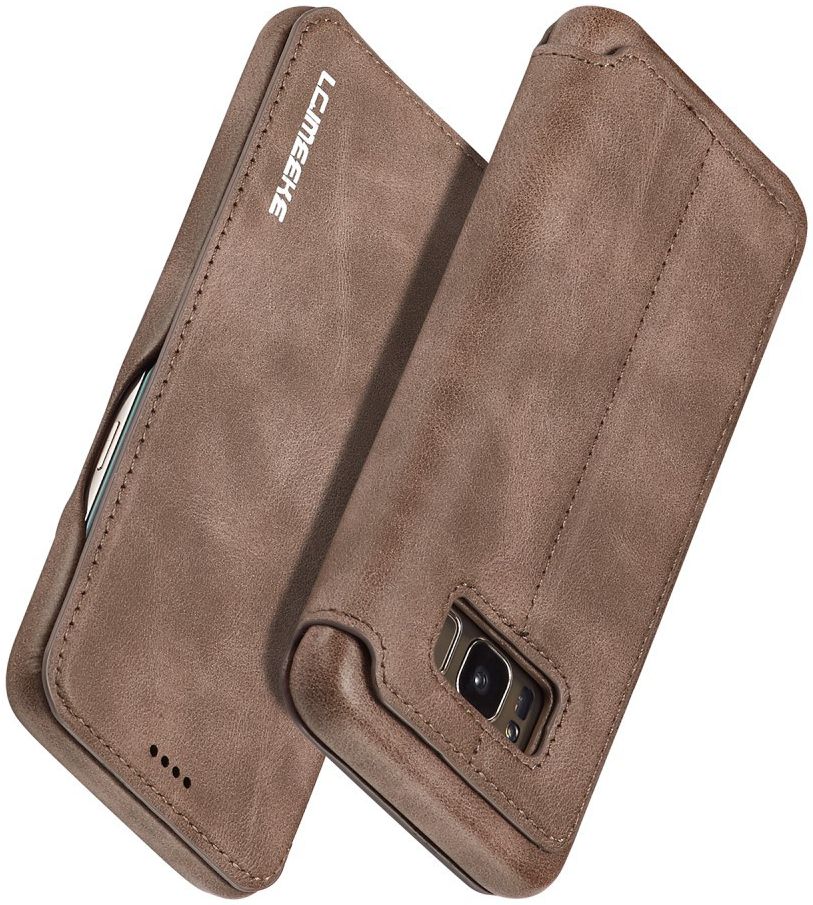 Samsung Galaxy S8 Retro Lederen Bookcase Hoesje met Kaarthouder Coffee afbeelding 4