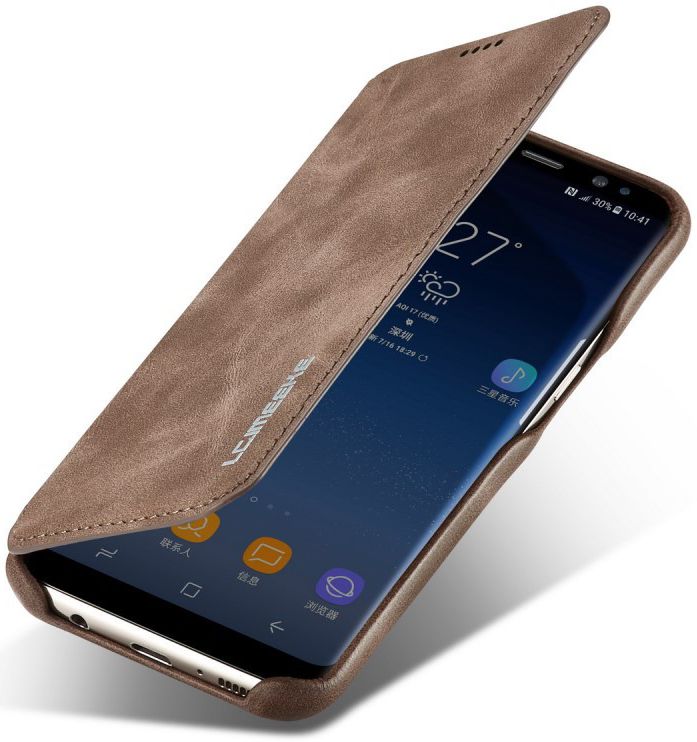 Samsung Galaxy S8 Retro Lederen Bookcase Hoesje met Kaarthouder Coffee afbeelding 1