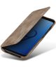 Samsung Galaxy S9 Retro Lederen Bookcase Hoesje met Kaarthouder Coffee