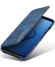 Samsung Galaxy S9 Retro Lederen Bookcase Hoesje met Kaarthouder Blauw