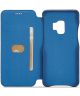 Samsung Galaxy S9 Retro Lederen Bookcase Hoesje met Kaarthouder Blauw