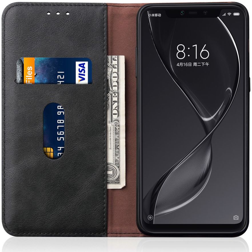 Xiaomi Mi 8 Lite Retro Portemonnee Hoesje Zwart afbeelding 2