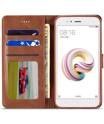 Xiaomi Mi A1 Lederen Wallet Stand Hoesje Bruin Hoesjes