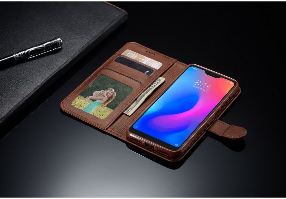 Xiaomi Mi A2 Lite Hoesje Wallet Book Case Kunst Leer Bruin afbeelding 13