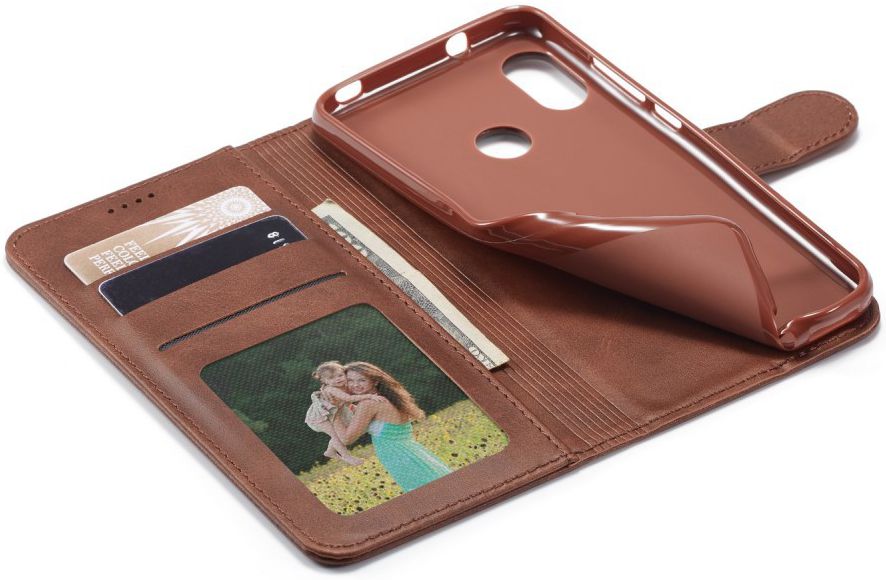 Xiaomi Mi A2 Lite Hoesje Wallet Book Case Kunst Leer Bruin afbeelding 6