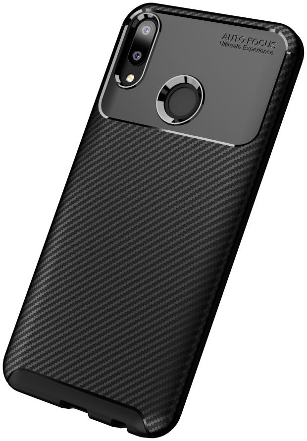Huawei Y9 (2019) Siliconen Carbon Hoesje Zwart afbeelding 2