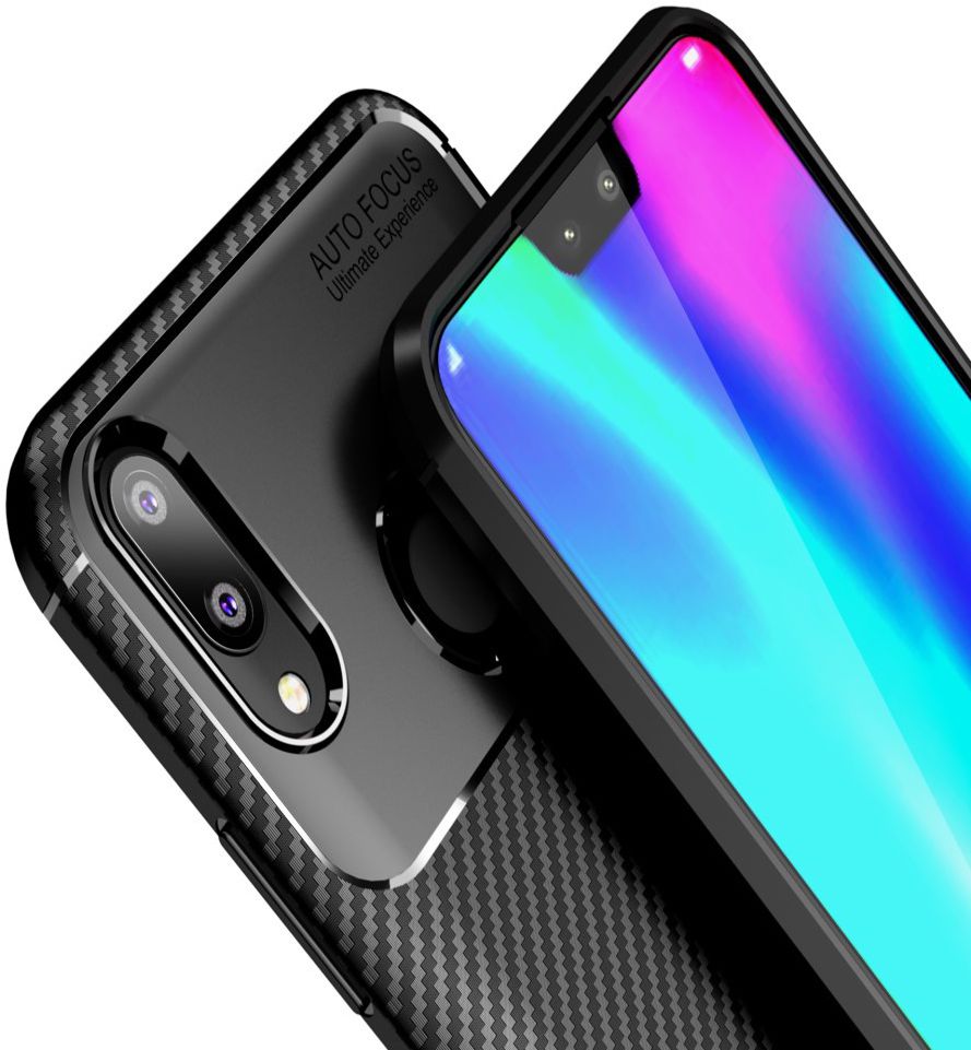 Huawei Y9 (2019) Siliconen Carbon Hoesje Zwart afbeelding 7