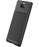 Sony Xperia 10 Siliconen Carbon Hoesje Zwart