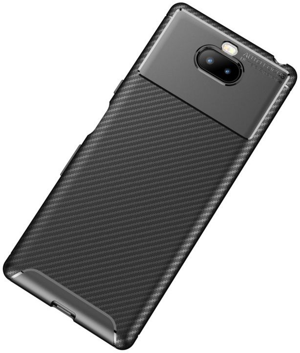 Sony Xperia 10 Siliconen Carbon Hoesje Zwart afbeelding 11