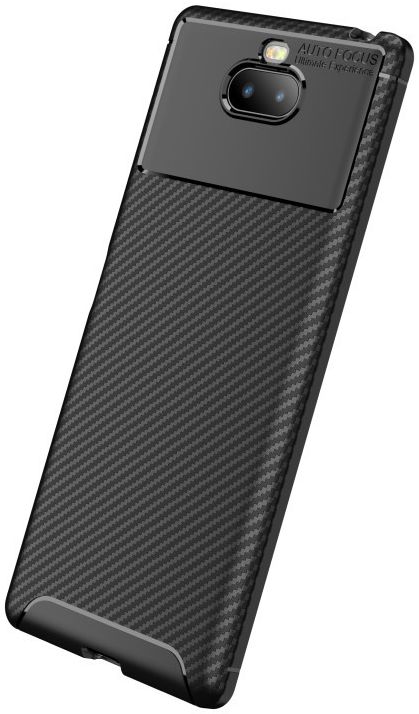 Sony Xperia 10 Siliconen Carbon Hoesje Zwart afbeelding 5
