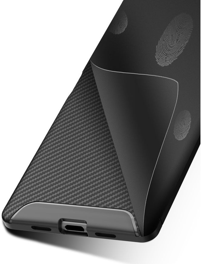 Sony Xperia 10 Siliconen Carbon Hoesje Zwart afbeelding 6