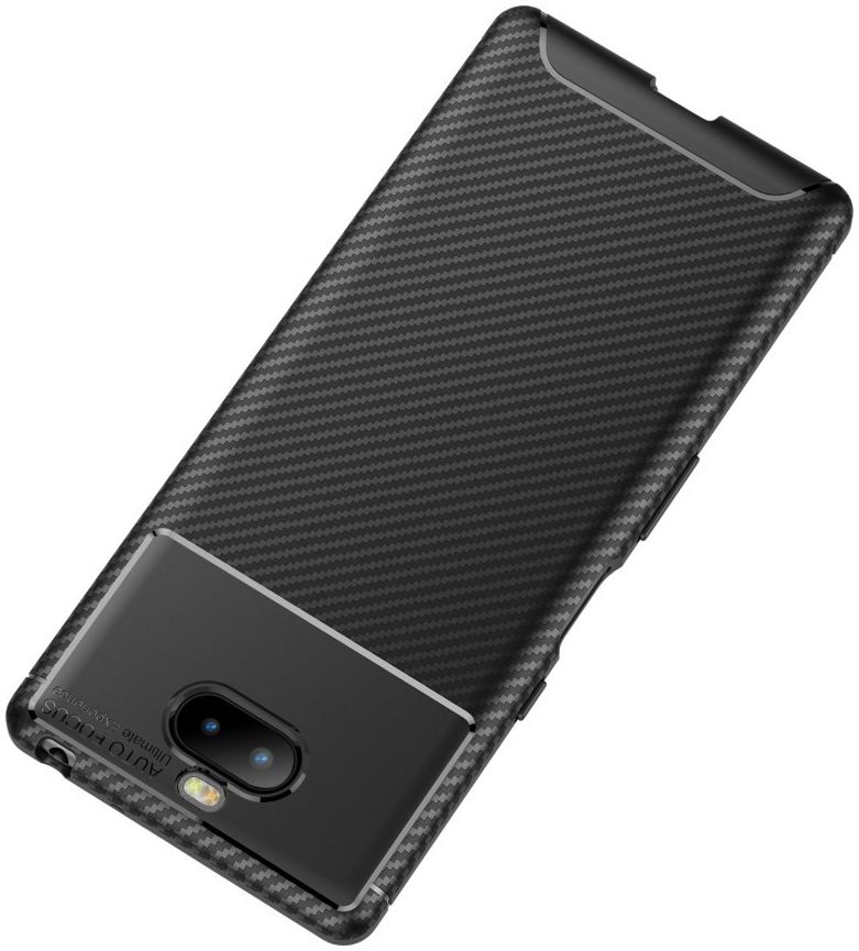 Sony Xperia 10 Siliconen Carbon Hoesje Zwart afbeelding 9