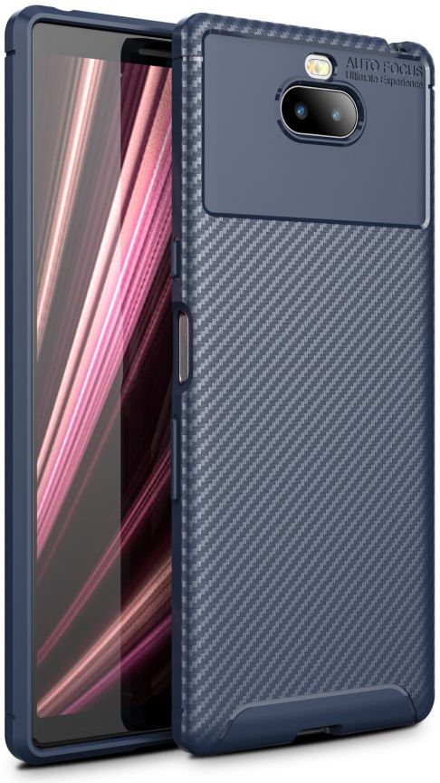 Sony Xperia 10 Siliconen Carbon Hoesje Blauw afbeelding 1